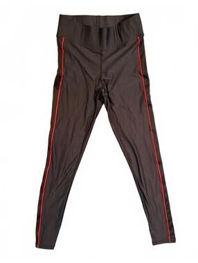 Terez High Rise Rib Piping Red Stripe Leggings Black Size S Style 2570
